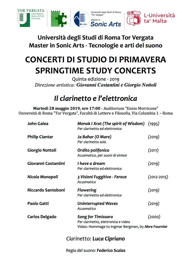 Programma concerto 28 maggio 2019